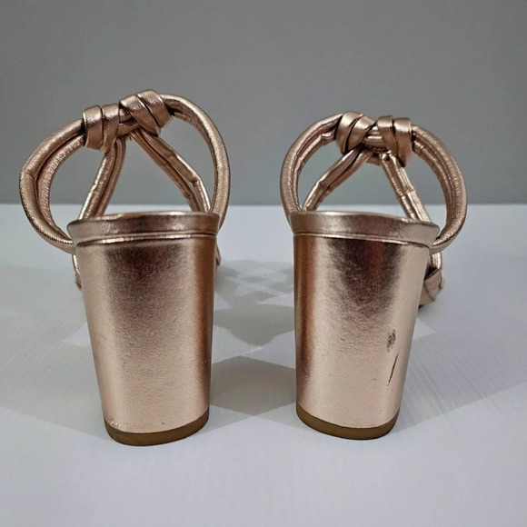 Stuart Weitzman Twistknot 75 Sandal Womens 8 Rose Gold Metallic Block Heel - Picture 8 of 14